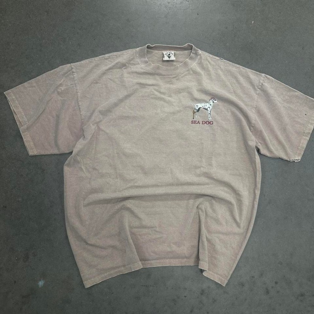 Sea Dog beige cotton t-shirt with graphic dog design Size XL